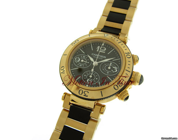 replica Cartier PASHA SEATIMER CHRONOGRAPH ROSE GOLD & BLACK RUBBER LIMITED WATCHES 1