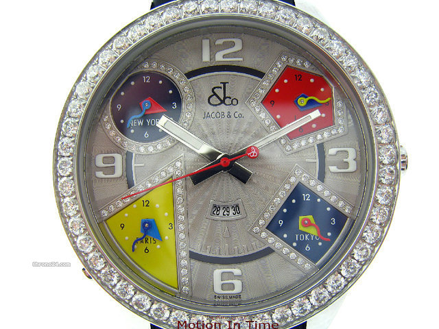 Jacob & Co. 47mm - 5 TIME ZONE - STAINLESS STEEL W/ DIAMOND BEZEL & DIAL WATCHES 2