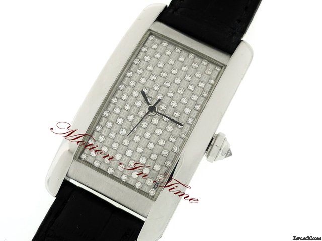 replica Cartier AMERICAN TANK WHITE GOLD MIDSIZE "CADRAN" LIMITED EDITION WATCHES 1