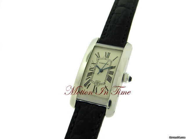 replica Cartier TANK AMERICAN WHITE GOLD - MEDIUM SIZE - AUTOMATIC W/ DATE WATCHES 1