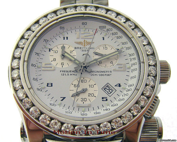 replica Breitling EMERGENCY MISSION 45mm-S/S-WHITE GOLD 6.00CT DIAMOND BEZEL WATCHES 1