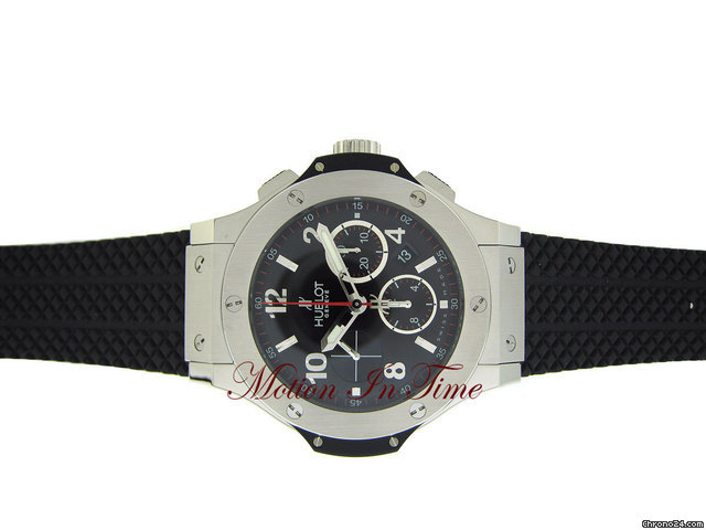 replica Hublot BIG BANG STAINLESS STEEL - BLACK RUBBER STRAP - 44.5mm - NEW WATCHES 1