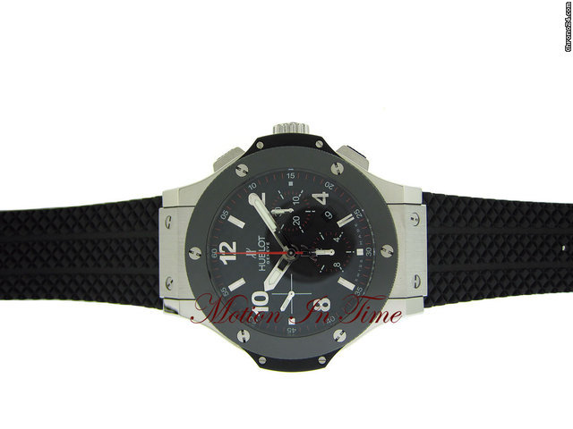 replica Hublot BIG BANG STAINLESS STEEL & BLACK CERAMIC ON RUBBER STRAP-NEW WATCHES 1 
