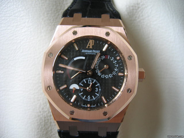 Audemars Piguet DUAL TIME ROTGOLD SCHWARZES ROYAL OAK DUAL TIME PINK GOLD BLACK WATCHES 2