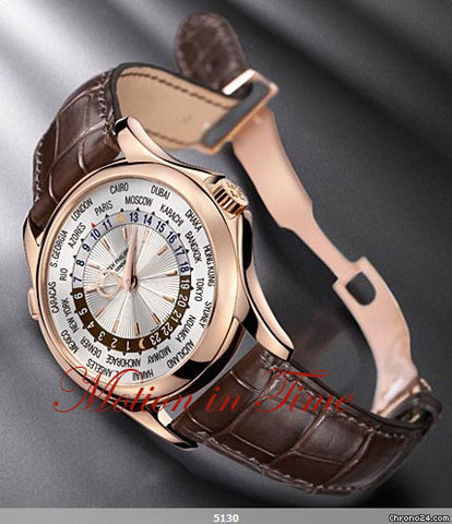 replica Patek Philippe 5130R - WORLD TIME ROSE GOLD - FACTORY SEALED - NEW WATCHES 1