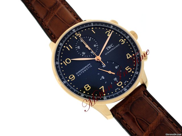 replica IWC PORTUGUESE CHRONOGRAPH AUTOMATIC ROSE GOLD BLACK DIAL - NEW WATCHES 1