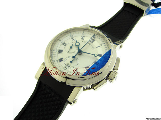replica Breguet MARINE II 42mm CHRONOGRAPH AUTOMATIC - WHITE GOLD ON RUBBER WATCHES 1