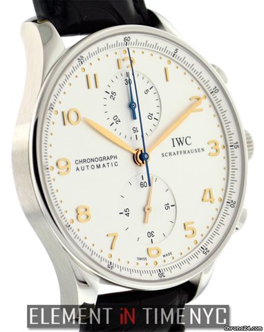 IWC Portuguese Chrono Silver Dial Gold Numerals NIB WATCHES 2