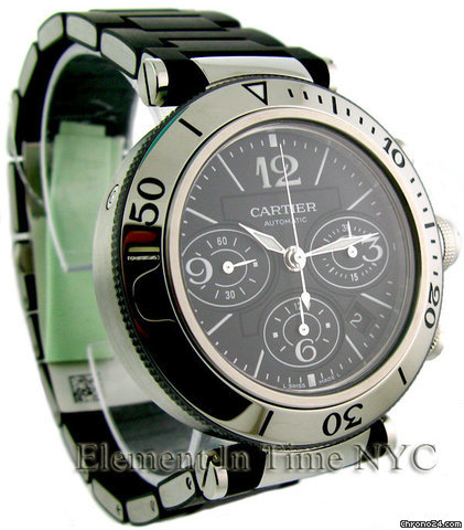 Cartier Pasha Seatimer Chronograph Stainless Steel Black Dial WATCHES 2