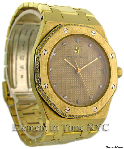 Audemars Piguet Royal Oak 18kt Yellow Gold On Bracelet Diamond Bezel & Dial WATCHES 2