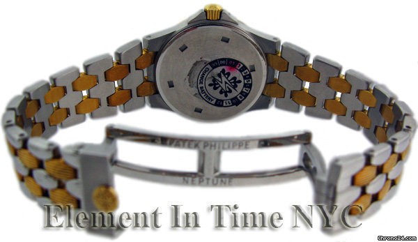 replica Patek Philippe Neptune 2-Tone Gold/Steel On Bracelet Black Dial WATCHES 1 