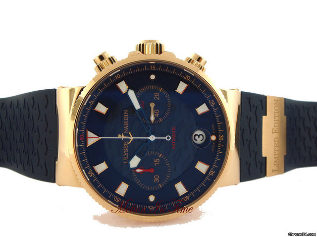 Ulysse Nardin BLUE SEAL MAXI MARINE CHRONOGRAPH ROSE GOLD BLUE RUBBER LTD WATCHES 2