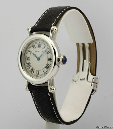 Cartier Platinum case White Roman dial DIABOLO Unisex w/watch WATCHES 2
