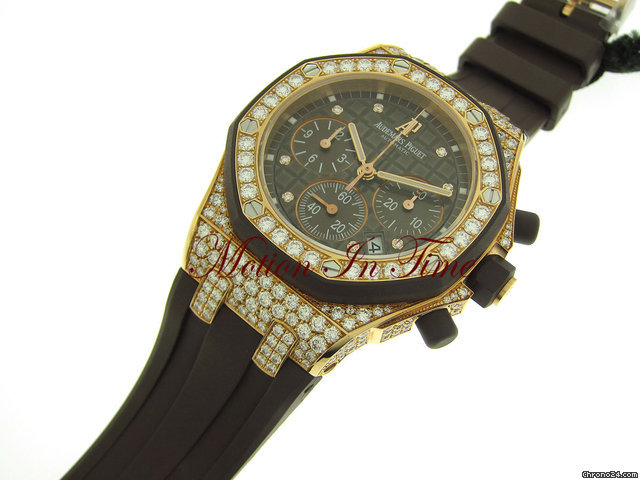 replica Audemars Piguet ROYAL OAK LADY OFFSHORE "CHOCOLATE" ROSE GOLD DIAMOND - 2010 WATCHES 1