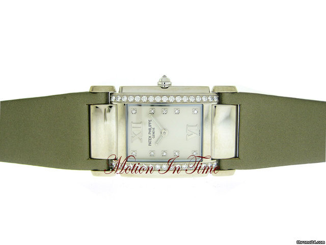 Patek Philippe 4920G TWENTY~4 LADIES' WHITE GOLD DIAMOND ON SATEEN STRAP WATCHES 2