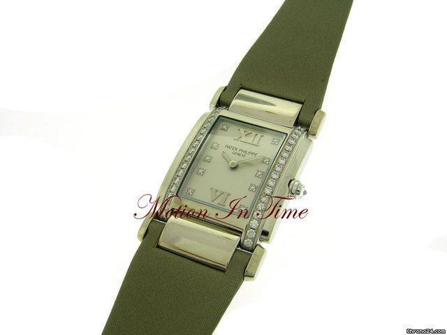 replica Patek Philippe 4920G TWENTY~4 LADIES' WHITE GOLD DIAMOND ON SATEEN STRAP WATCHES 1