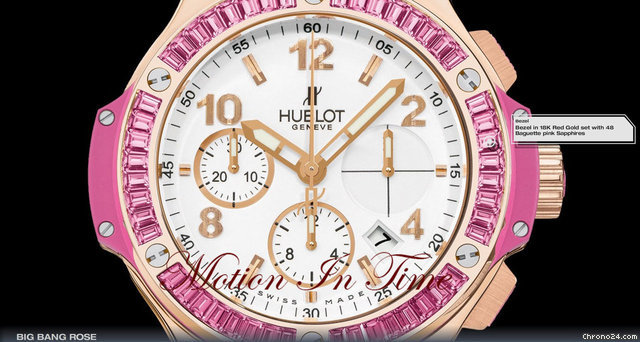 replica Hublot BIG BANG TUTTI FRUTTI "ROSE" GOLD PINK SAPPHIRE BAGUETTE WATCHES 1