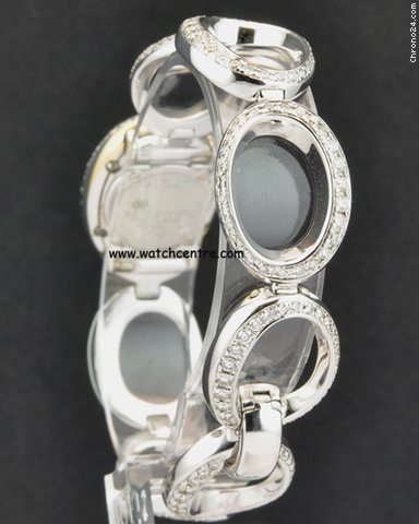 replica Cartier 18k W/G Silver Dial Fully Diamond Loaded Ladies Baignoire WATCHES 1