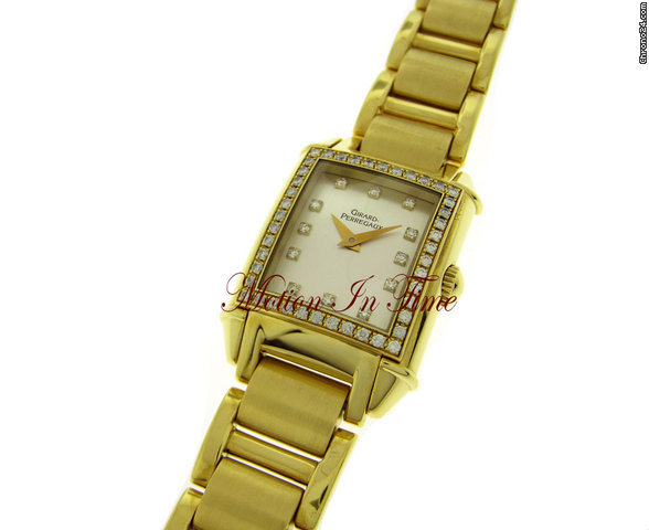 replica Girard Perregaux VINTAGE 1945 LADIES' YELLOW GOLD DIAMOND ON BRACELET WATCHES 1