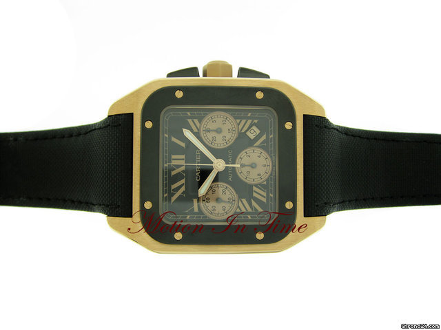 Cartier SANTOS 100 XL CHRONOGRAPH ROSE GOLD &BLACK CARBON LIMITED ED WATCHES 2