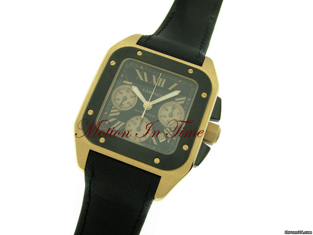 replica Cartier SANTOS 100 XL CHRONOGRAPH ROSE GOLD &BLACK CARBON LIMITED ED WATCHES 1