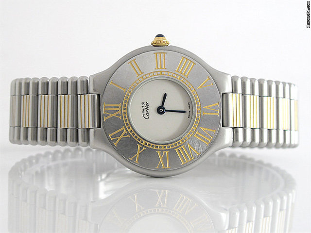 Cartier Damen "21 MUST DE CARTIER" Edelstahl / Gelbgold Quarz WATCHES 2
