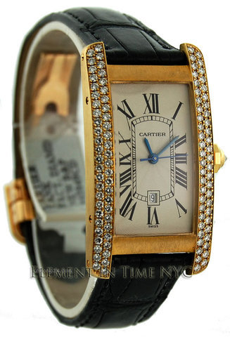 Cartier Tank Americaine Yellow Gold 2 Row Factory Diamonds WATCHES 2