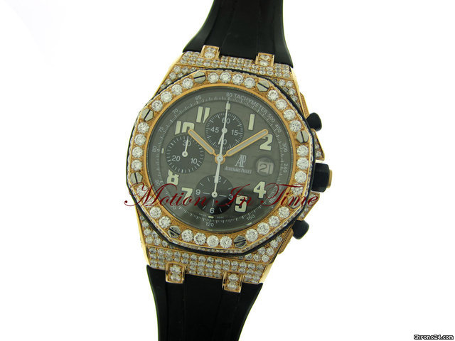 replica Audemars Piguet ROYAL OAK OFFSHORE DIAMOND ROSE GOLD ON RUBBER STRAP WATCHES 1