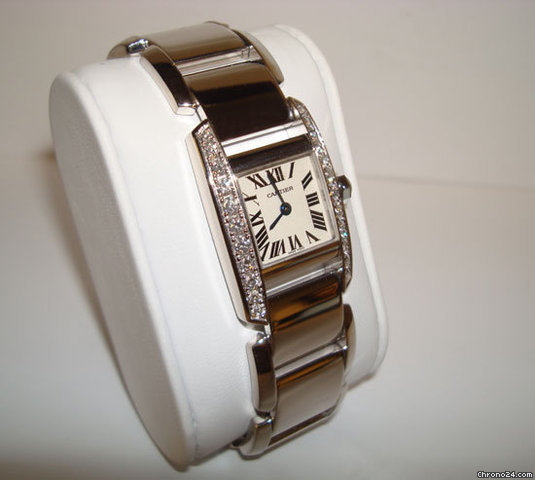 Cartier Tank Oro Blanco y Brillantes Mediano WATCHES 2