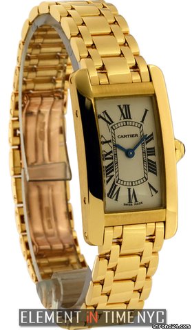 Cartier Tank Americaine Ladies 18K Yellow Gold W26015K2 B+P WATCHES 2
