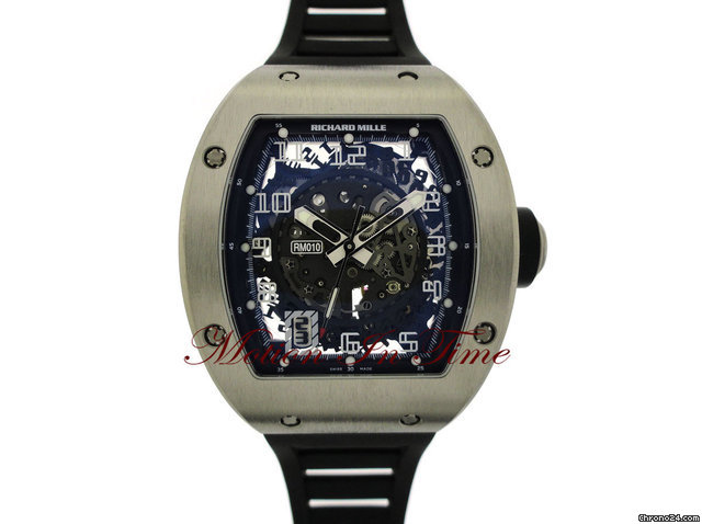 replica Richard Mille RM-10 TITANIUM AUTOMATIC SKELETON ON BLACK AERO RUBBER STRAP WATCHES 1