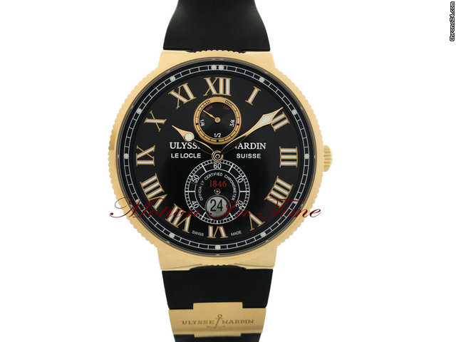 Ulysse Nardin MAXI MARINE CHRONOMETER 43mm ROSE GOLD BLACK ON BLACK RUBBER WATCHES 2