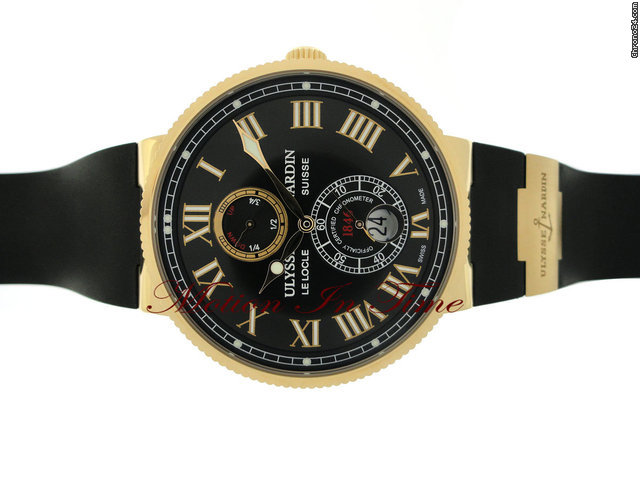 replica Ulysse Nardin MAXI MARINE CHRONOMETER 43mm ROSE GOLD BLACK ON BLACK RUBBER WATCHES 1