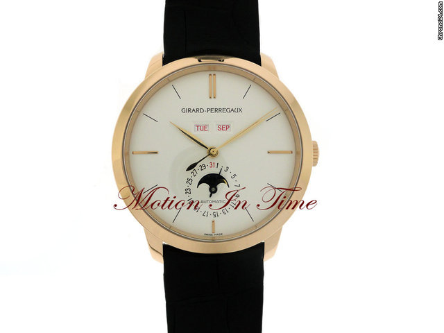 replica Girard Perregaux "1966 FULL CALENDAR" ROSE GOLD DAY-DATE MOONPHASE NEW WATCHES 1