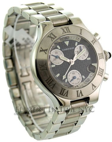 Cartier Must 21 Chronograph Stainless Steel Black Dial W10172T2 WATCHES 2