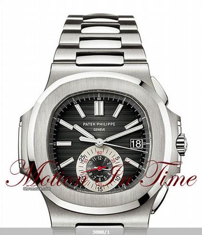 replica Patek Philippe 5980 NAUTILUS JUMBO CHRONOGRAPH "BLACK DIAL" NEW RARE MODEL WATCHES 1
