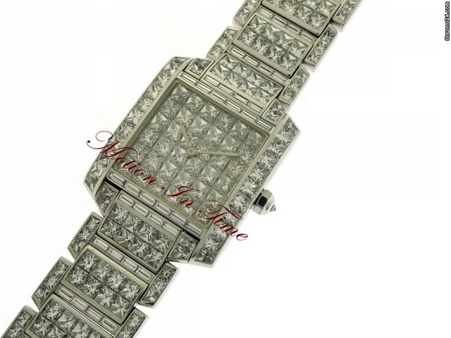 Cartier EXTREMELY RARE TANK FRANCAISE WHITE GOLD BAGUETTE DIAMOND WATCHES 2