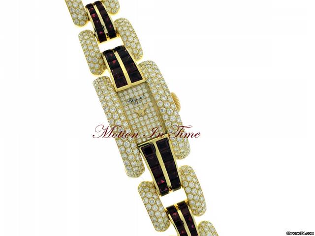 replica Chopard LA STRADA LADIES' YELLOW GOLD BAGUETTE DIAMOND & RUBY LTD ED WATCHES 1