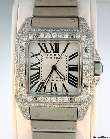 Cartier Santos 100 W200737G Diamond Bezel Pre-Owned WATCHES 2