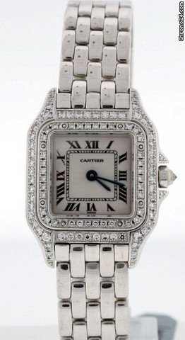 replica Cartier Panther Ladies Pre-Owned Stainless Steel with diamonds WATCHES 1