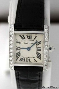 replica Cartier Tank Fransaise Ladies Pre-Owned White Gold Diamond WATCHES 1