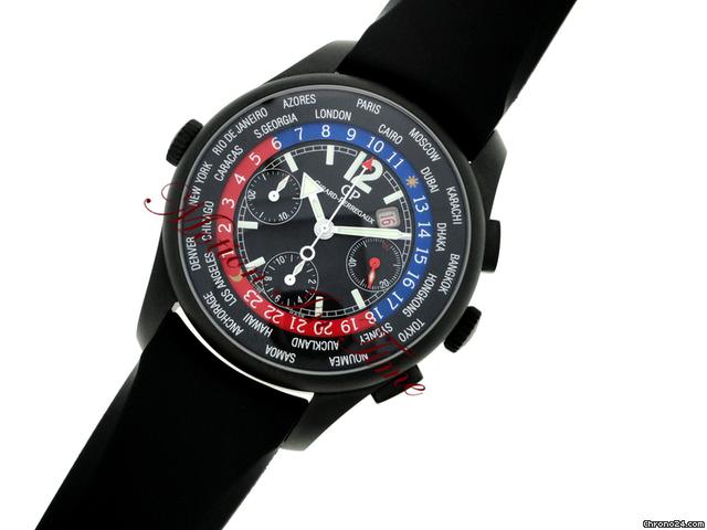 replica Girard Perregaux "BLACK SHADOW" WW.TC WORLD TIME CHRONOGRAPH BLACK TITANIUM WATCHES 1