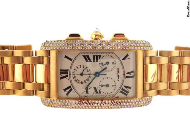Cartier TANK AMERICAN CHRONOGRAPH YELLOW GOLD DIAMOND - NEW RARE WATCHES 2