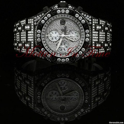 Audemars Piguet ROYAL OAK OFFSHORE BLACK STEEL PVD FULL DIAMOND RARE WATCHES 2