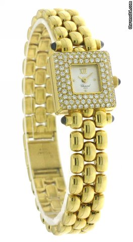 replica Chopard Classic Square 18K Yellow Gold Ladies Watch Diamonds Small WATCHES 1