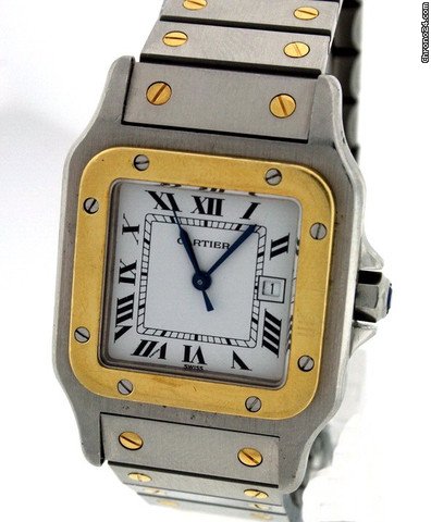 replica Cartier Santos Men's Two Tone Pre-owned WATCHES 1