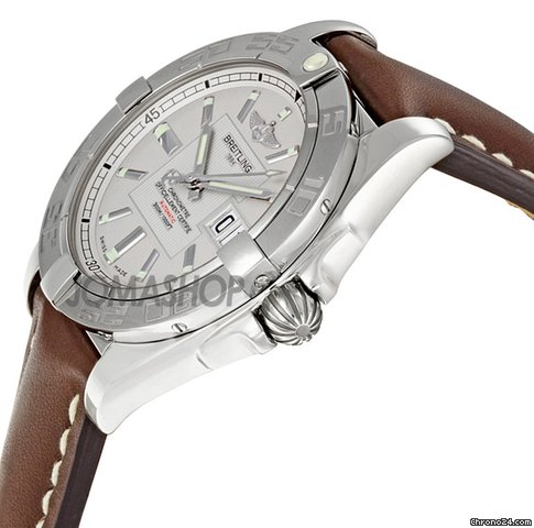 Breitling Galactic 41 Silver Dial Brown Leather Strap Mens Watch A49350L2-G699BRLD WATCHES 2
