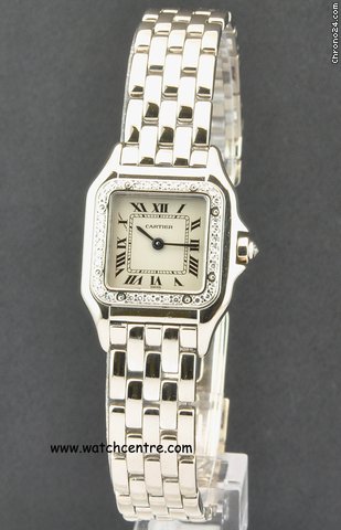Cartier 18k White Gold Diamond Bezel Ladies Panthere WATCHES 2