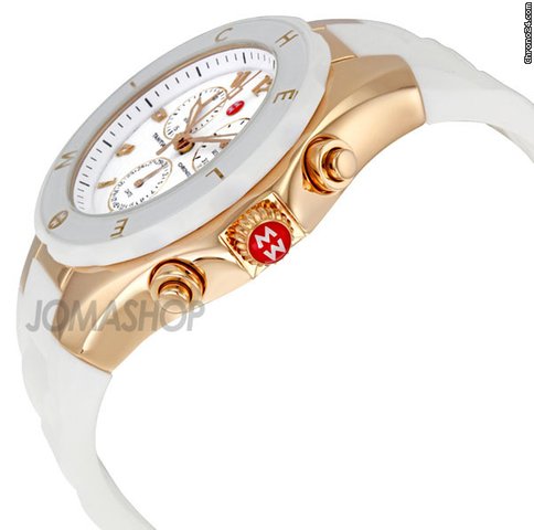 Michele Tahitian Jelly Bean Large White Rubber Strap Chronograph Ladies Watch MWW12F000008 WATCHES 2