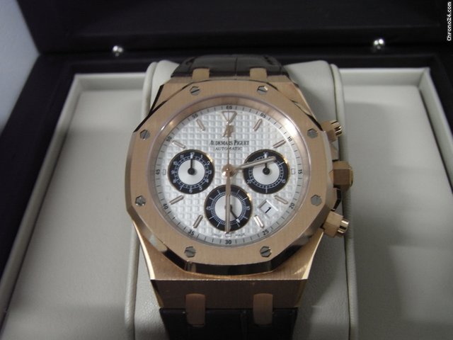 replica Audemars Piguet Royal Oak Chronograph Rose Gold White Dial WATCHES 1